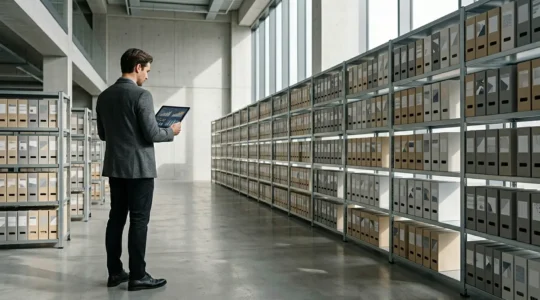 Archivo empresarial histórico con documentos y oportunidades de monetización