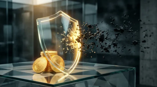 Ejecutivo analizando métricas de seguridad de marca en múltiples pantallas con gráficos de calidad de inventario