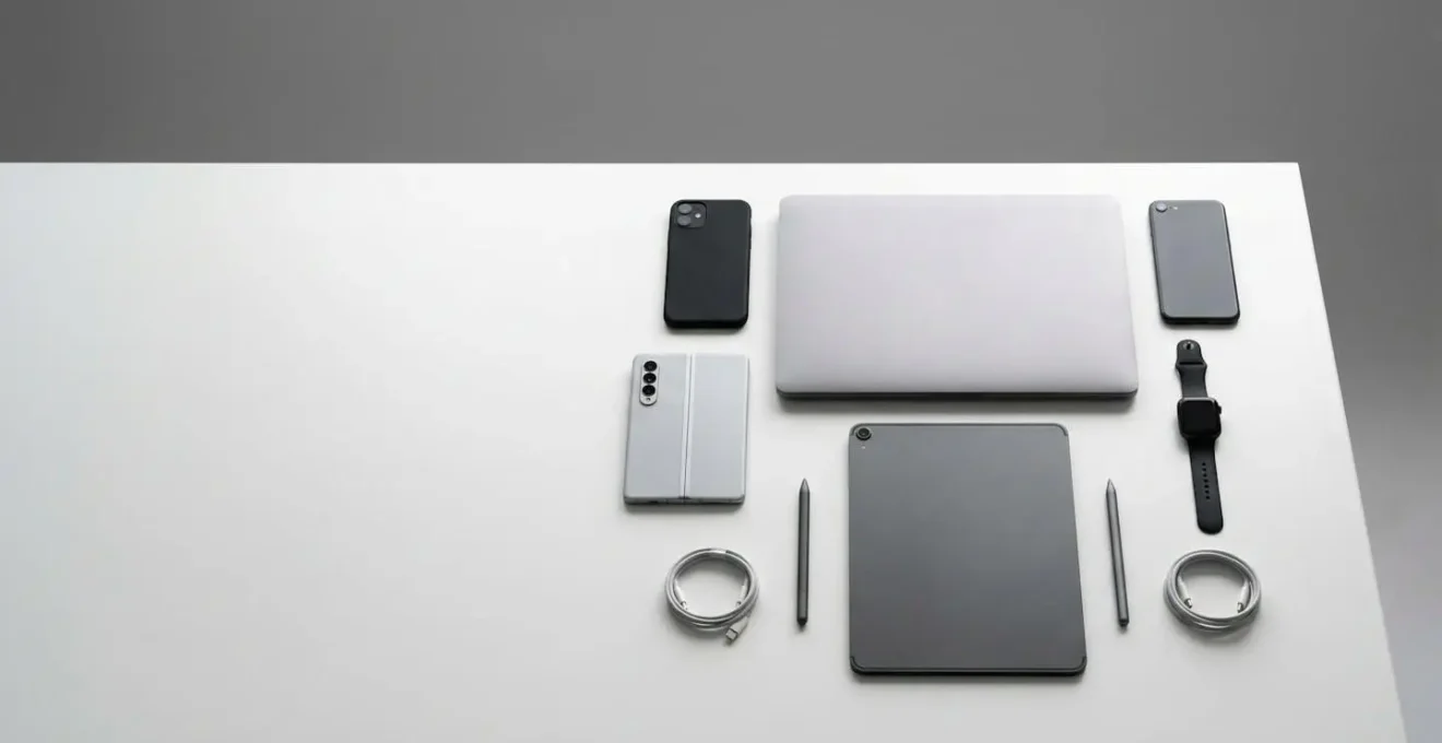 Vista panorámica de múltiples dispositivos mostrando la fragmentación tecnológica actual