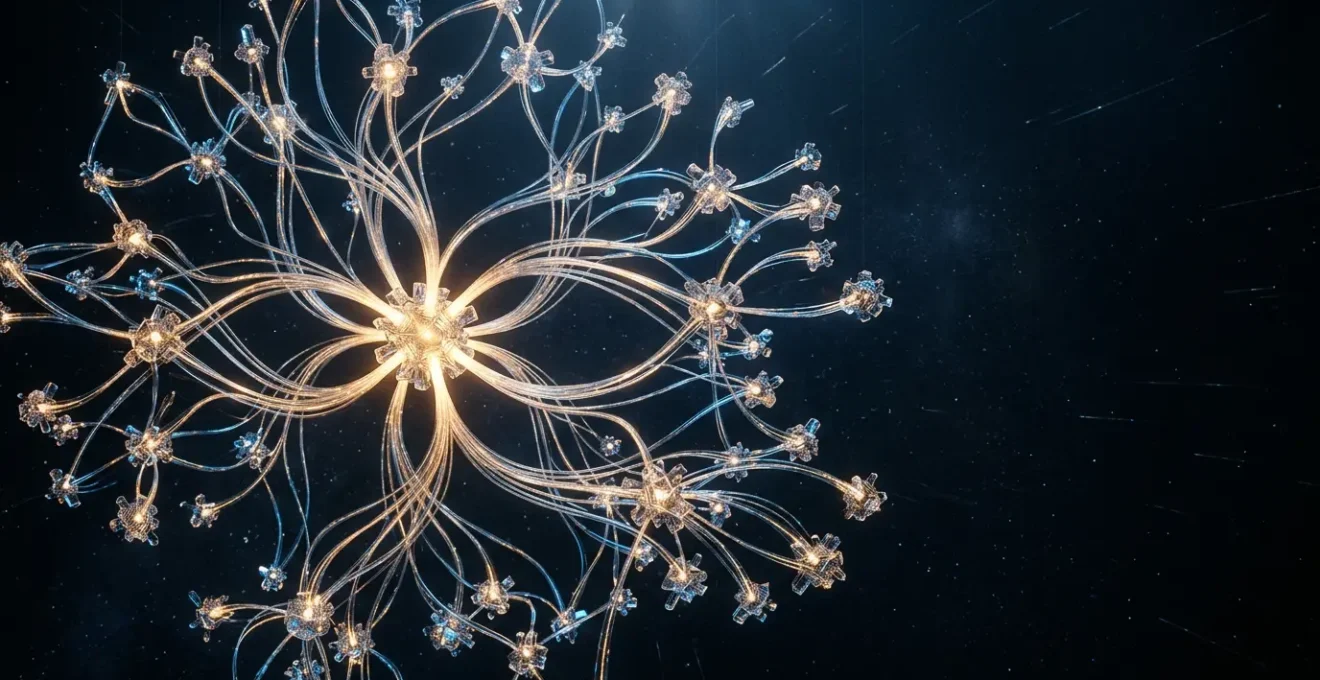 Representación visual del SEO semántico con red de conceptos interconectados