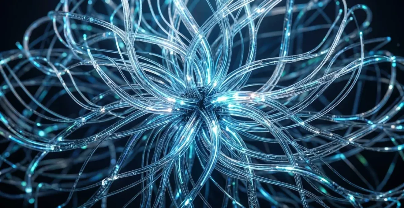 Red neuronal analizando contenido y creando conexiones semánticas para optimización contextual